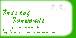 kristof kormondi business card