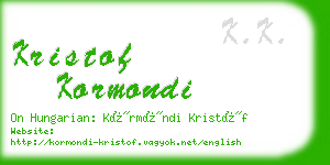 kristof kormondi business card